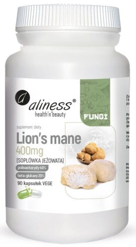 Lion’s Mane ekstrakt 40/20, 400mg x 90 VEGE kaps., Aliness