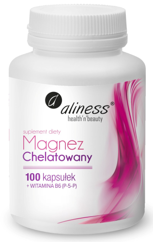 Magnez Chelatowany 720mg + B6 (P-5-P) x 100 kaps., Aliness