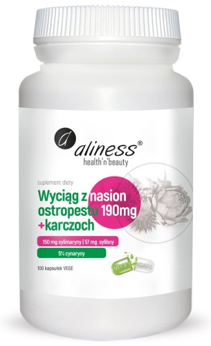 Ekstrakt z nasion ostropestu 190 mg+karczoch x 100 VEGE kaps., Aliness