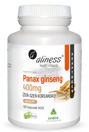 Panax Ginseng (ŻEŃ-SZEŃ KOREAŃSKI) 400mg, 100 kaps., Aliness