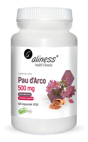 Pau d’Arco (sproszkowana kora Lapacho) 500mg x 100 vege kaps., Aliness