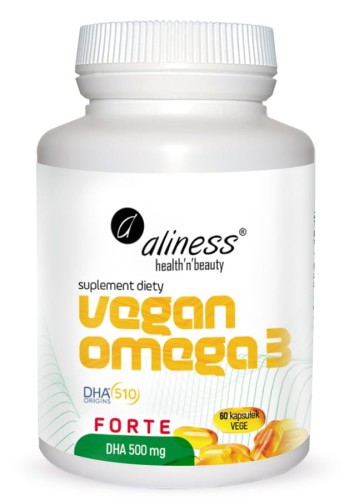 Vegan Omega 3 FORTE DHA 500 mg x 60 vege kaps., Aliness